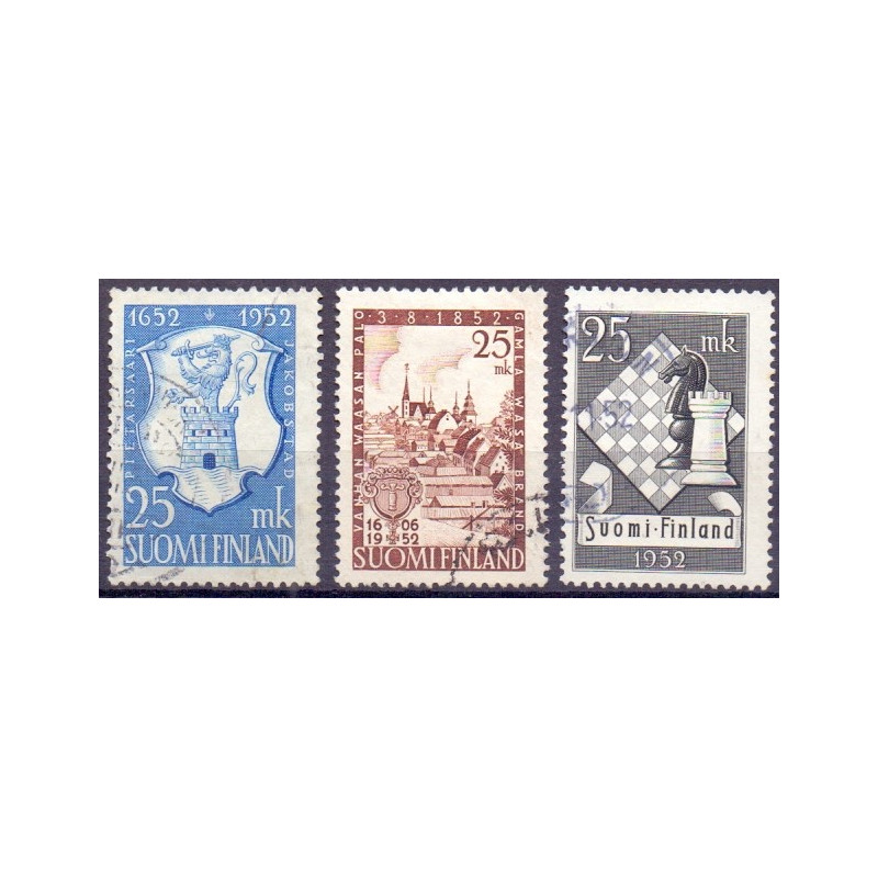 Finland. 1952. Jacobstad, Vasa og Skakolympiade. AFA nr. 417-19 **   , postfrisk stemplet FDC