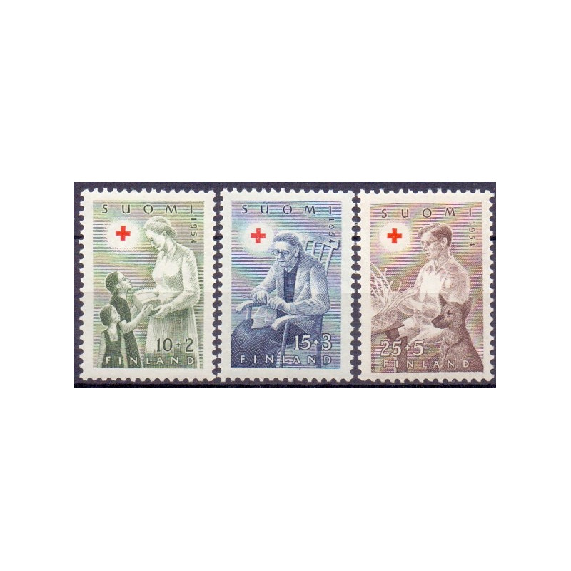 Finland. 1954. Røde Kors. AFA nr. 429-31 **   , postfrisk stemplet FDC