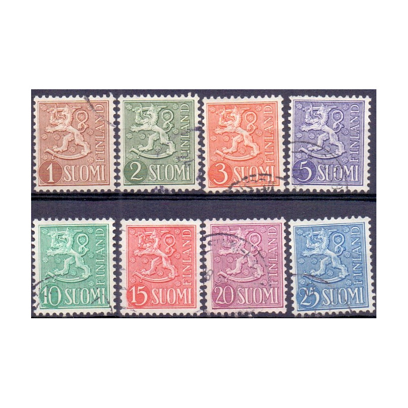 Finland. 1954. Ny Løvetegning. AFA nr. 432-39 **   , postfrisk stemplet FDC
