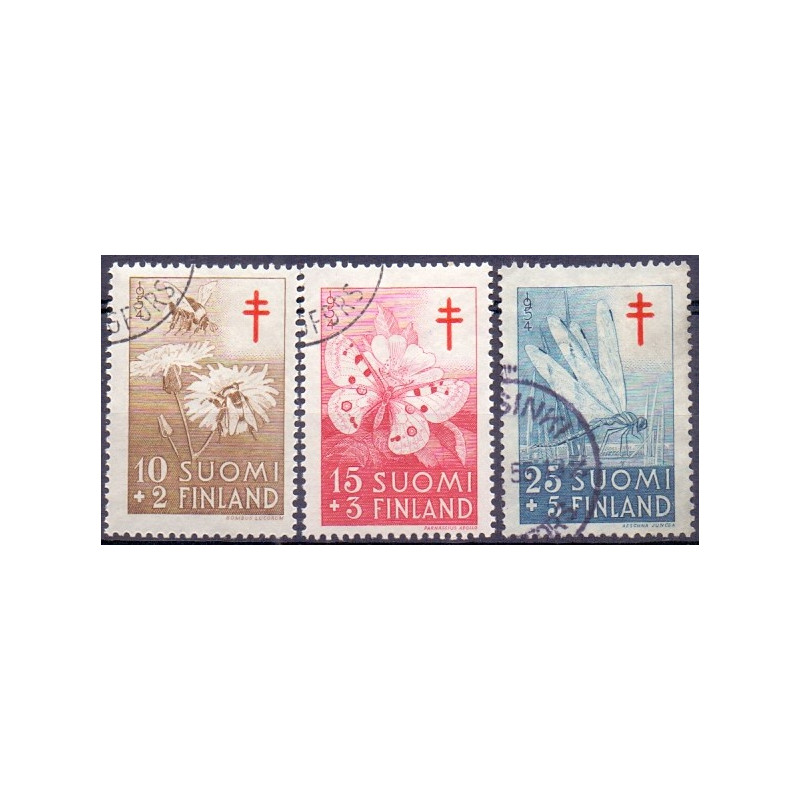 Finland. 1954. Insekter. AFA nr. 441-43 **  , postfrisk stemplet FDC