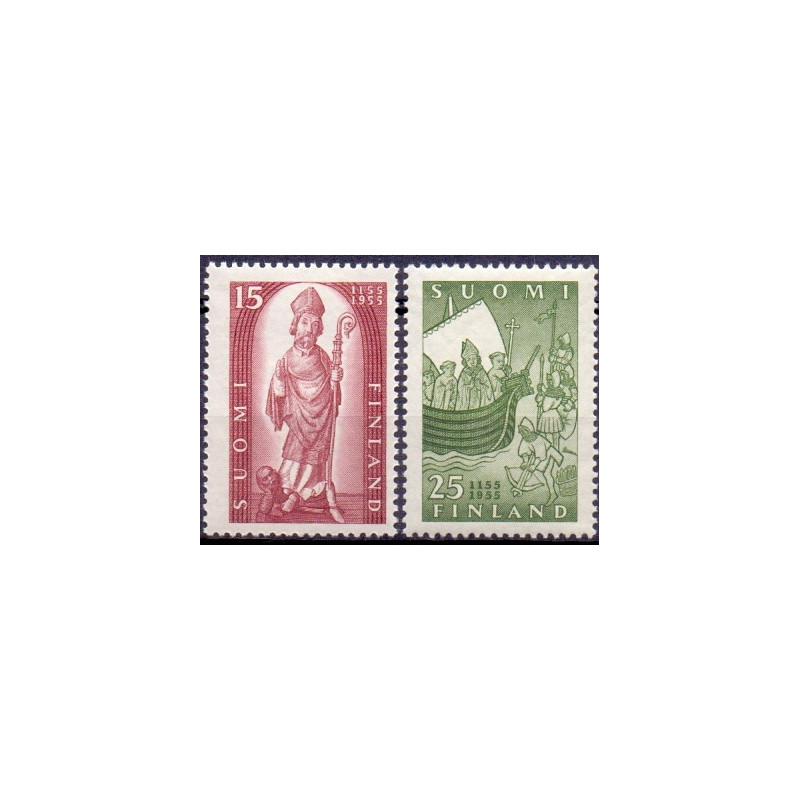 Finland. 1955. Kristendommens indførelse. AFA nr. 446-47 **  , postfrisk stemplet FDC
