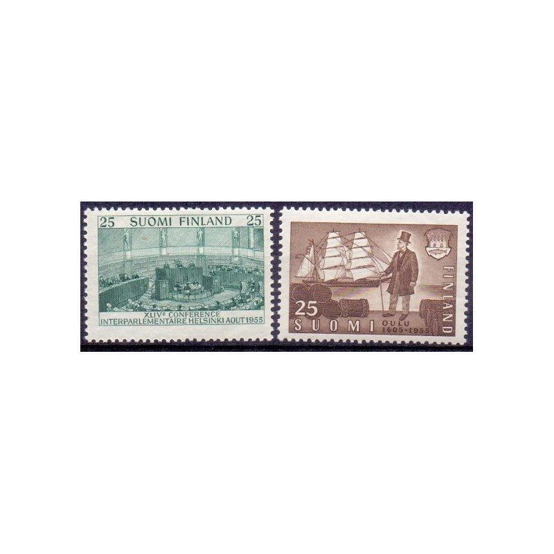 Finland. 1955. Interparlamentisk kongres og Oulu. AFA nr. 448-49 **  , postfrisk stemplet FDC