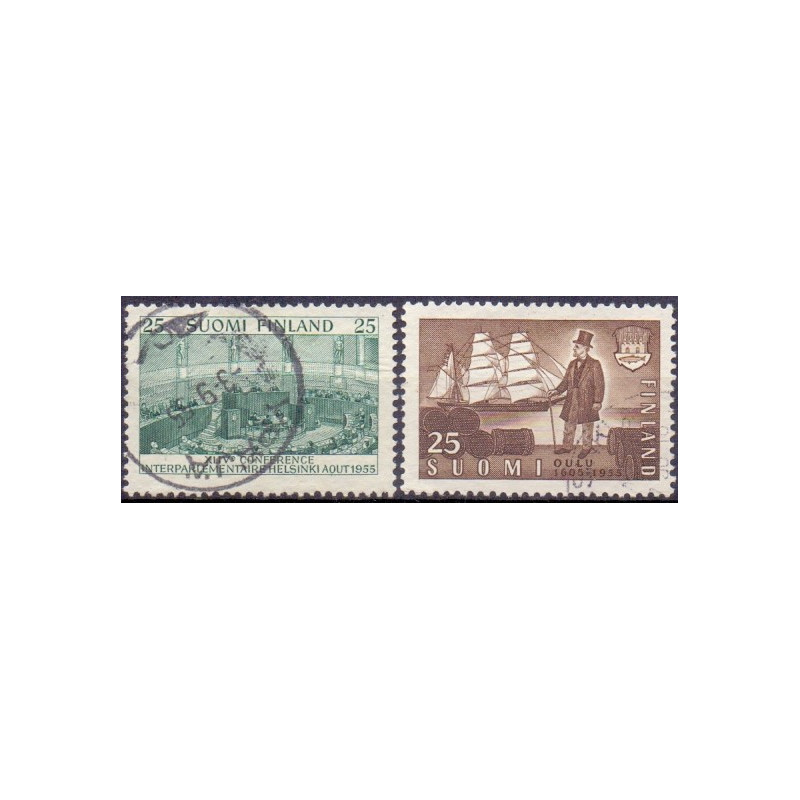 Finland. 1955. Interparlamentisk kongres og Oulu. AFA nr. 448-49 **  , postfrisk stemplet FDC
