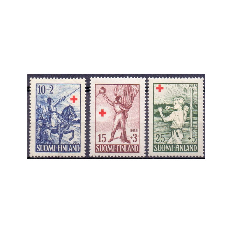 Finland. 1955. Røde Kors. AFA nr. 454-56 **  , postfrisk stemplet FDC