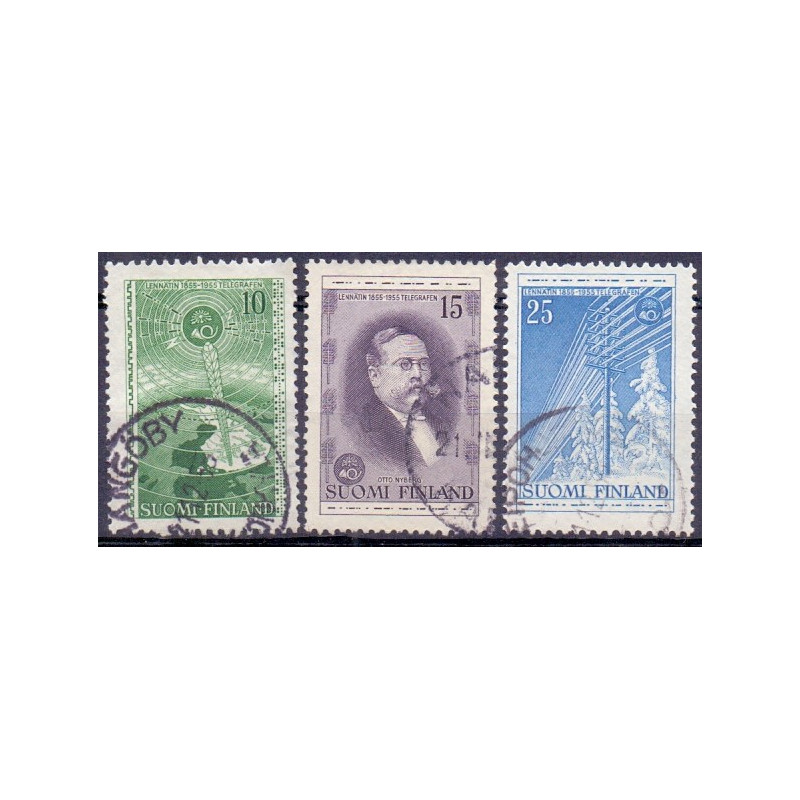 Finland. 1955. Telegrafvæsnets jubilæum. AFA nr. 457-59 **  , postfrisk stemplet FDC