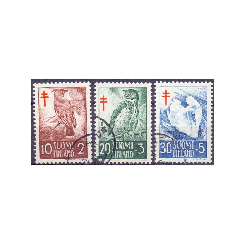 Finland. 1956. Fugle III. AFA nr. 468-70 **    , postfrisk stemplet FDC