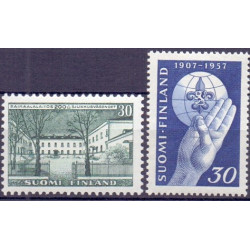 Finland. 1956-57. Hospitals og spejderbevægelsens jubilæum. AFA nr. 479-80 **  , postfrisk stemplet FDC