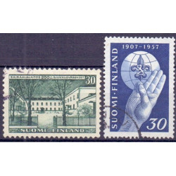 Finland. 1956-57. Hospitals og spejderbevægelsens jubilæum. AFA nr. 479-80 **  , postfrisk stemplet FDC