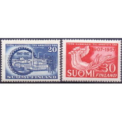 Finland. 1957. Fagbevægelsens jubilæum. AFA nr. 483-84 **  , postfrisk stemplet FDC