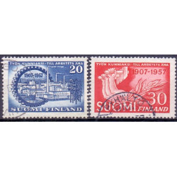 Finland. 1957. Fagbevægelsens jubilæum. AFA nr. 483-84 **  , postfrisk stemplet FDC
