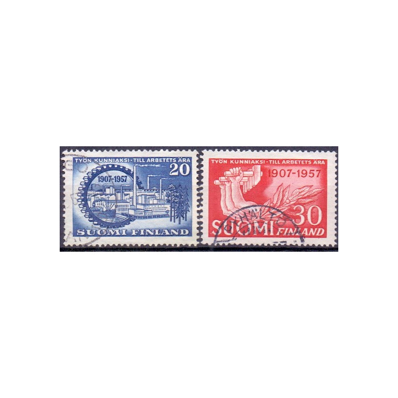 Finland. 1957. Fagbevægelsens jubilæum. AFA nr. 483-84 **  , postfrisk stemplet FDC