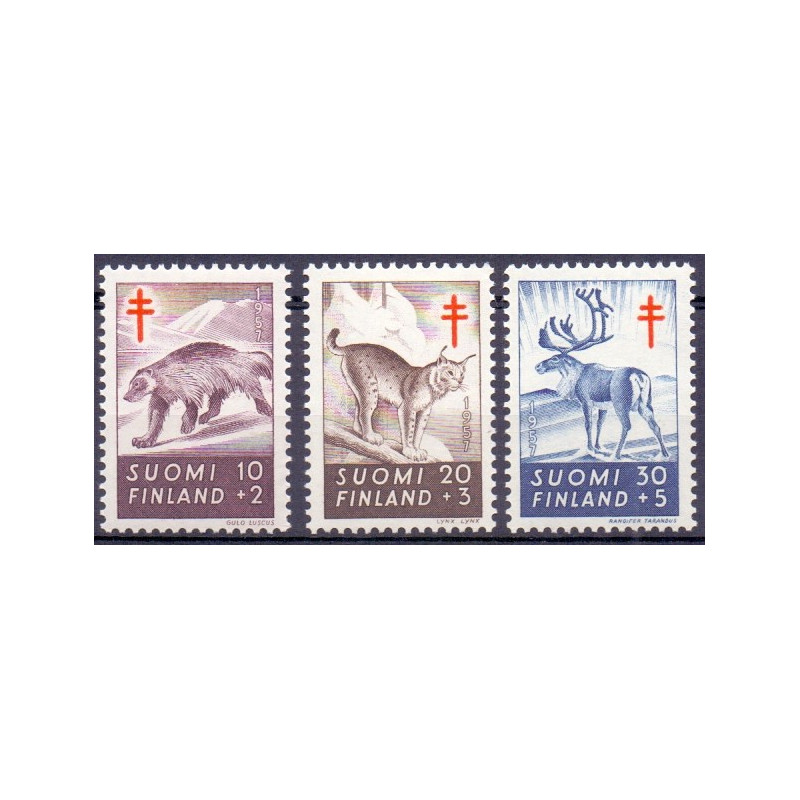 Finland. 1957. Dyr. AFA nr. 486-88 **, postfrisk stemplet FDC