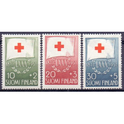 Finland. 1957. Røde Kors. AFA nr. 490-92 **, postfrisk stemplet FDC