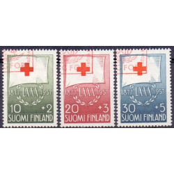 Finland. 1957. Røde Kors. AFA nr. 490-92 **, postfrisk stemplet FDC