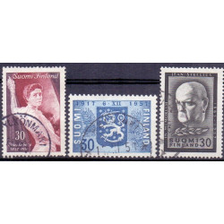 Finland. 1957. Ida Aalberg, Selvstændighed, og  Jean Sibelius. AFA nr. 493-95 **    , postfrisk stemplet FDC