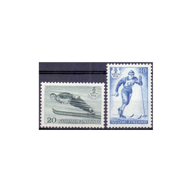 Finland. 1958. Int. skimesterskaber. AFA nr. 496-97 **    , postfrisk stemplet FDC