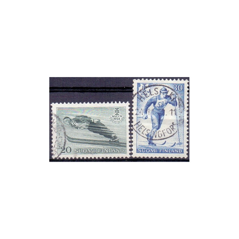 Finland. 1958. Int. skimesterskaber. AFA nr. 496-97 **    , postfrisk stemplet FDC