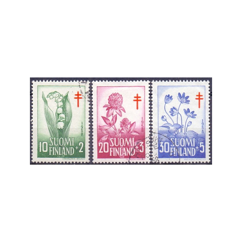 Finland. 1958. Blomster III. AFA nr. 501-03 **   , postfrisk stemplet FDC