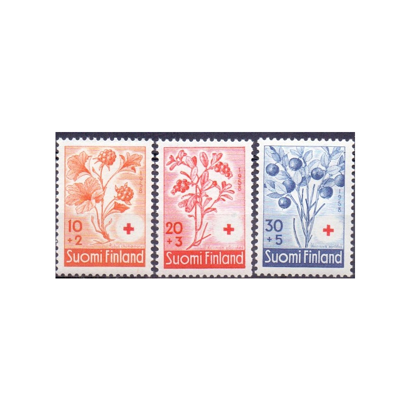 Finland. 1958. Røde Kors. AFA nr. 507-09 **  , postfrisk stemplet FDC