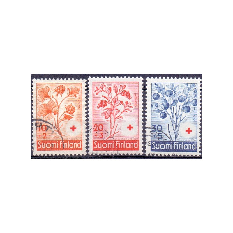 Finland. 1958. Røde Kors. AFA nr. 507-09 **  , postfrisk stemplet FDC