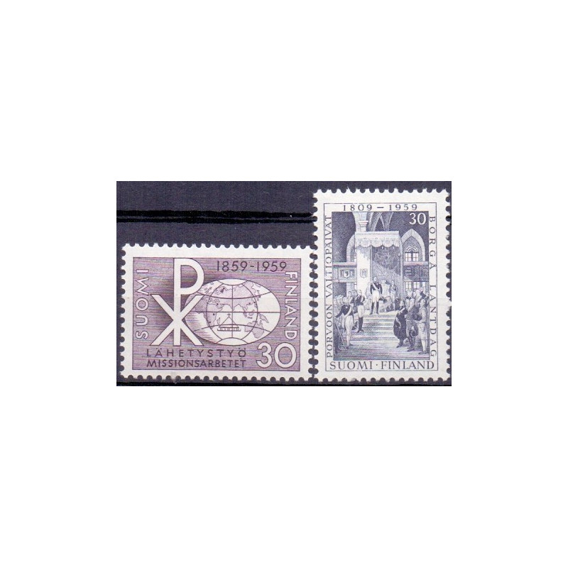 Finland. 1959. Missionsselskabet og Borgå. AFA nr. 511-12 **   , postfrisk stemplet FDC
