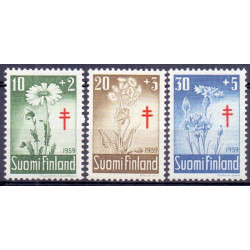 Finland. 1959. Blomster IV. AFA nr. 517-19** , postfrisk stemplet FDC