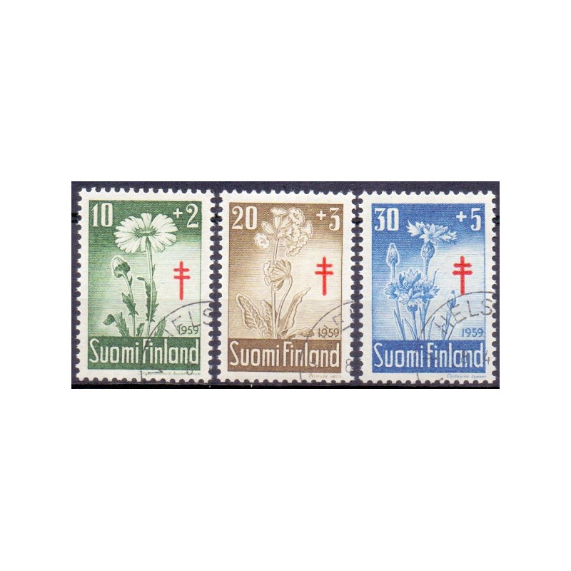 Finland. 1959. Blomster IV. AFA nr. 517-19** , postfrisk stemplet FDC