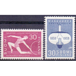 Finland. 1959. Kvindegymnastik og landhandelens frigivelse. AFA nr. 521-22 **        , postfrisk stemplet FDC