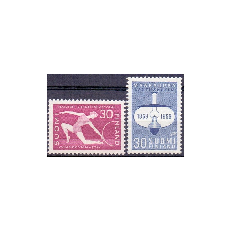 Finland. 1959. Kvindegymnastik og landhandelens frigivelse. AFA nr. 521-22 **        , postfrisk stemplet FDC