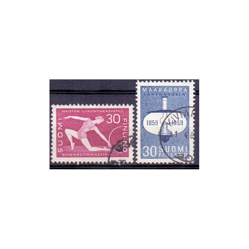 Finland. 1959. Kvindegymnastik og landhandelens frigivelse. AFA nr. 521-22 **        , postfrisk stemplet FDC