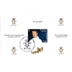 2018. 50,00 Kr. Kronprins Frederik 50 år, miniark. AFA nr. 800 **   postfrisk  stemplet FDC