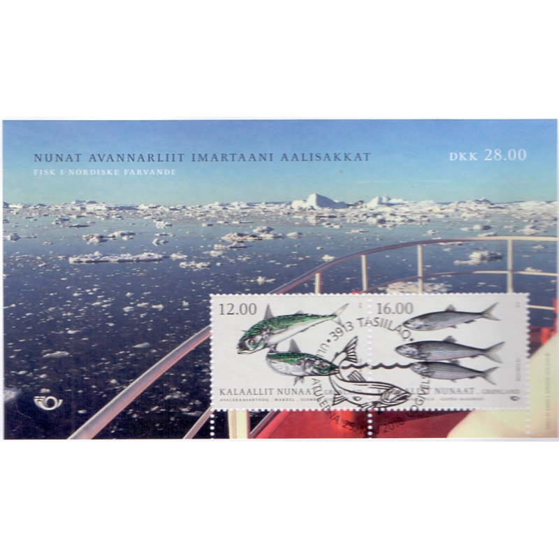 2018. 12-16,00 Kr. Norden Fisk i Grønland, miniark AFA nr. 792-93a **   postfrisk  stemplet FDC