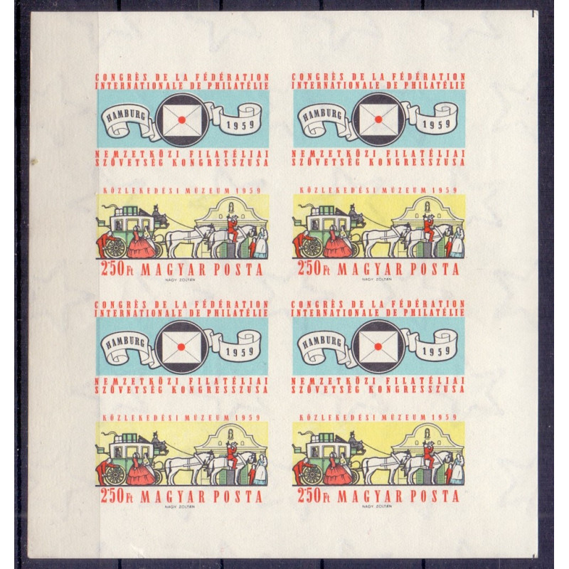 Ungarn/Hungary 1959. Fip Kongres miniark, UTAKKET. AFA nr. 1563 **