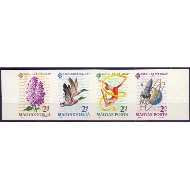 Ungarn/Hungary 1964. Frimærkets dag 4-stribe, UTAKKET. AFA nr 2010U **