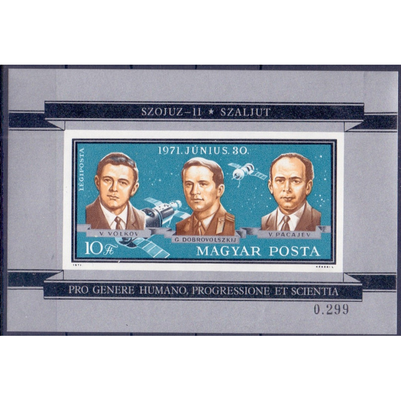 Ungarn.1971. Sojus 11, miniark, UTAKKET. AFA nr 2627U **    stemplet