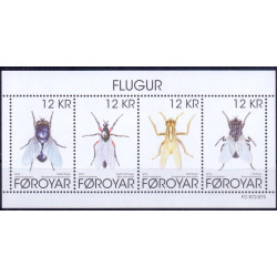 Færøerne 2018. Fluer, miniark, AFA nr 903 **, Postfrisk stemplet FDC