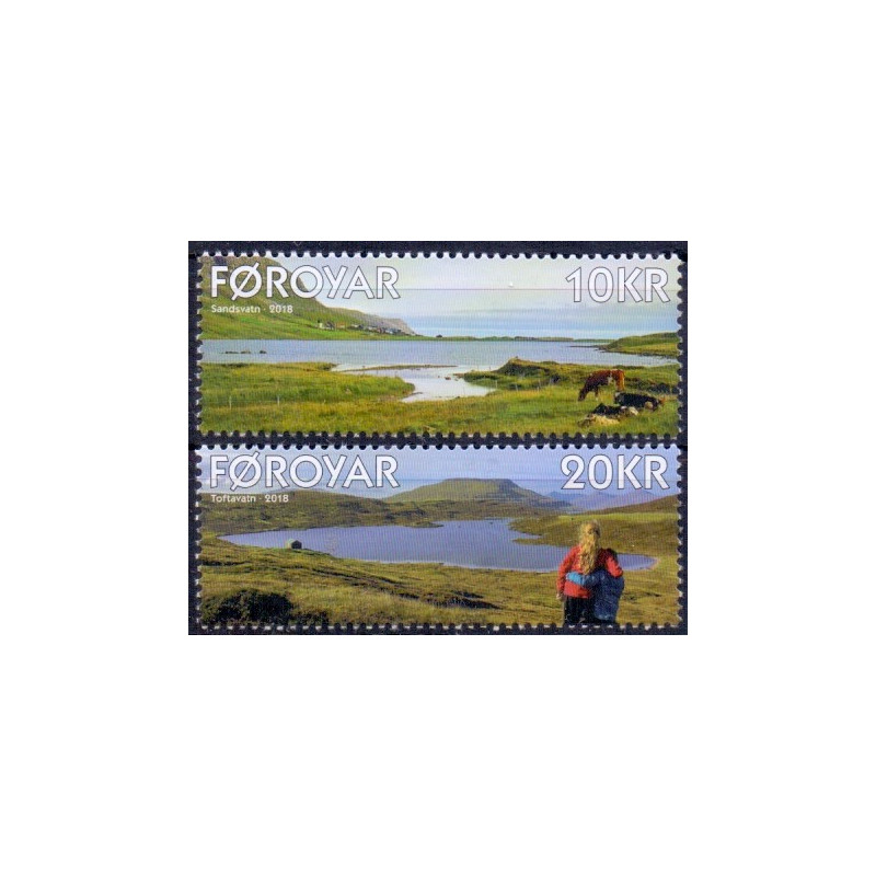 Færøerne. 2018. Sandvatn & Toftavatn, AFA nr 905-06 ** , Postfrisk stemplet FDC