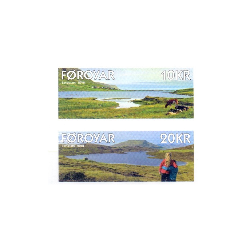 Færøerne. 2018. Sandvatn & Toftavatn,fra hæfter AFA nr 905-06E **   , Postfrisk stemplet FDC