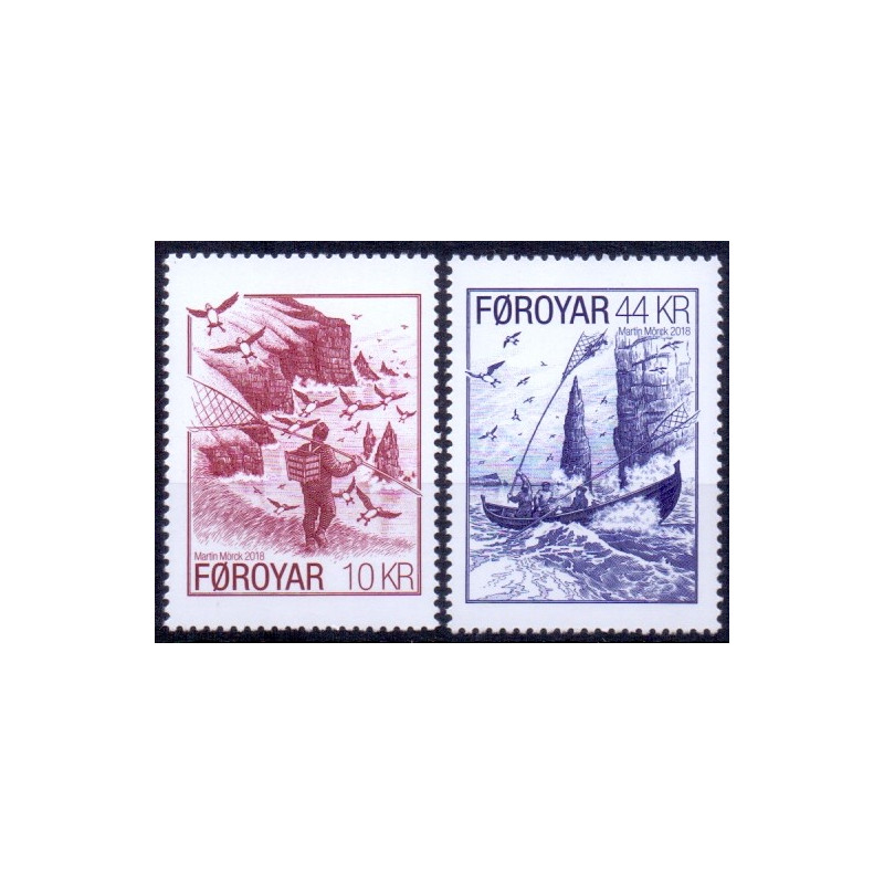 Færøerne. 2018. Fuglefangst, AFA nr 907-08 ** , Postfrisk stemplet FDC