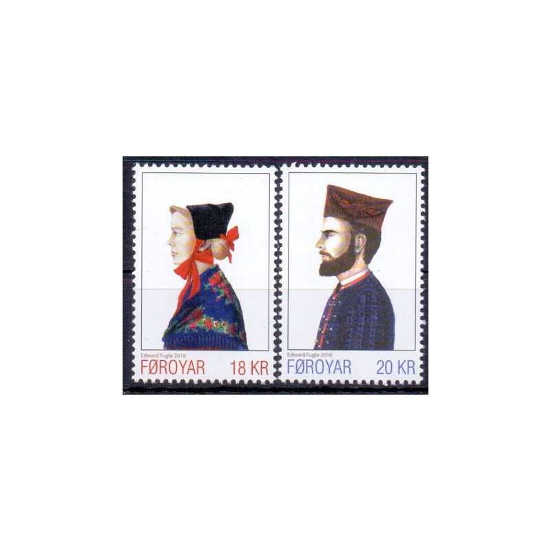 Færøerne. 2018. Den Færøske Nationaldragt III. AFA nr. 919-20 ** , Postfrisk stemplet FDC
