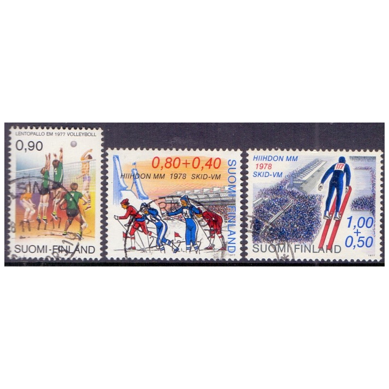 Finland. 1977. Volleyball og Skiløb. AFA nr. 821-23 **   , postfrisk stemplet FDC