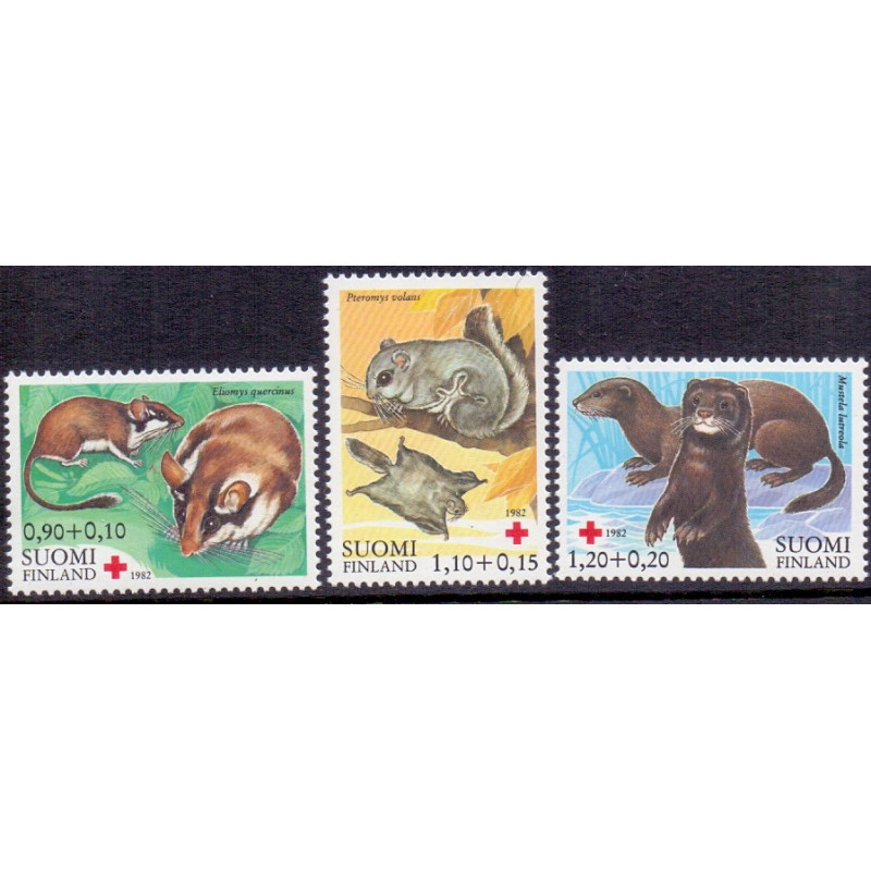 Finland. 1982. Truede dyr, Røde Kors. AFA nr. 919-21 **   , postfrisk stemplet FDC
