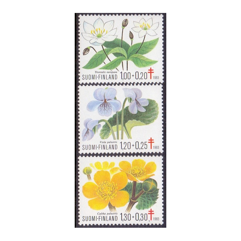 Finland. 1983. Blomster, Tuberkulosebekæmpelse. AFA nr. 938-40 **   , postfrisk stemplet FDC