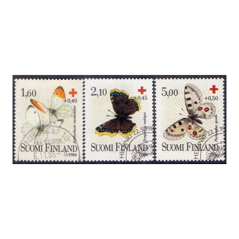 Finland. 1986. Røde Kors, sommerfugle. AFA nr. 995-97 **   , postfrisk stemplet FDC