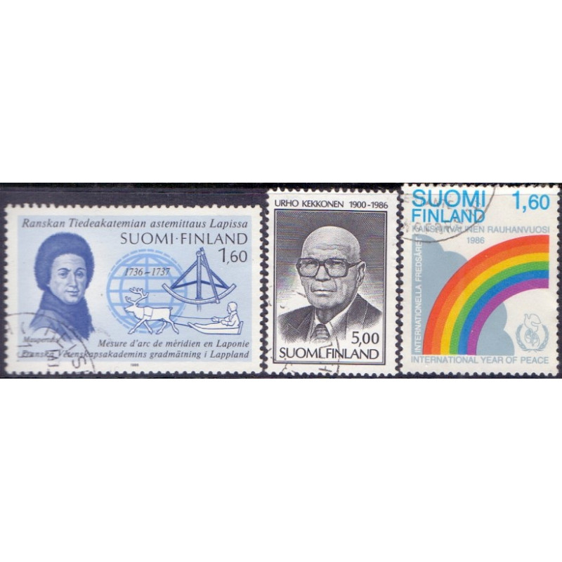 Finland. 1986. Laplands  ekspeditionen, Kekkonen, og fredsår. AFA nr. 1001-03 **   , postfrisk stemplet FDC