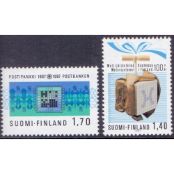 Finland. 1987. Postbanken og Metersystemet. AFA nr. 1008-09 **   , postfrisk stemplet FDC