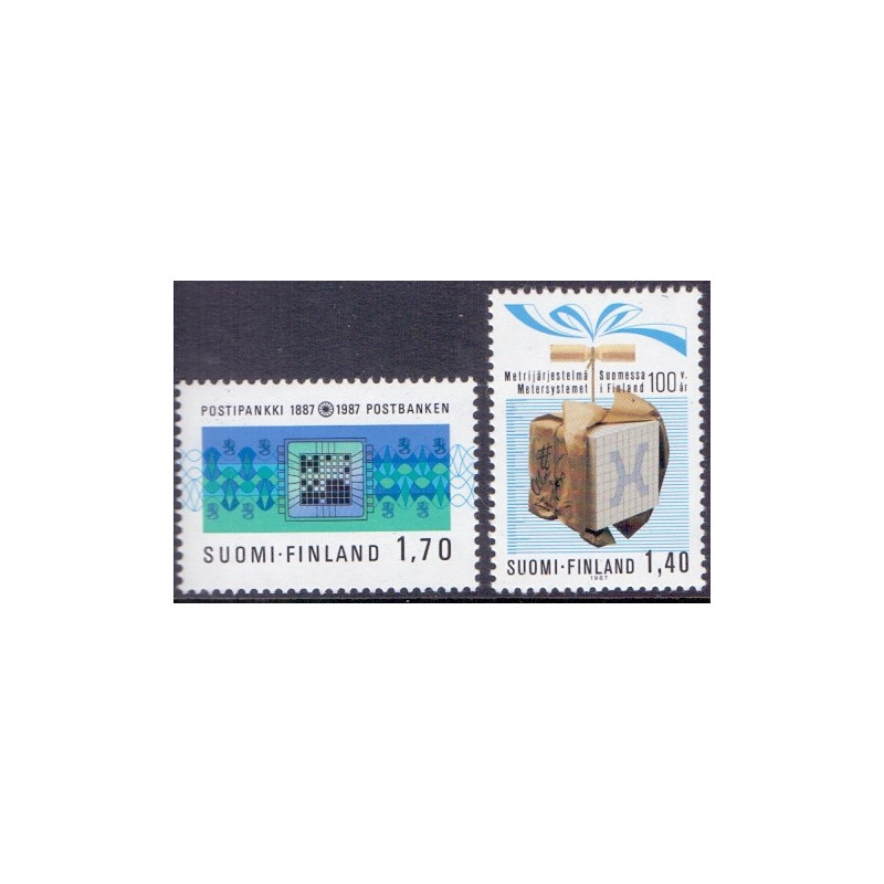 Finland. 1987. Postbanken og Metersystemet. AFA nr. 1008-09 **   , postfrisk stemplet FDC