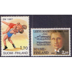 Finland. 1987. EM i Brydning, og Leevi Madetojas. AFA nr. 1012-13 **   , postfrisk stemplet FDC