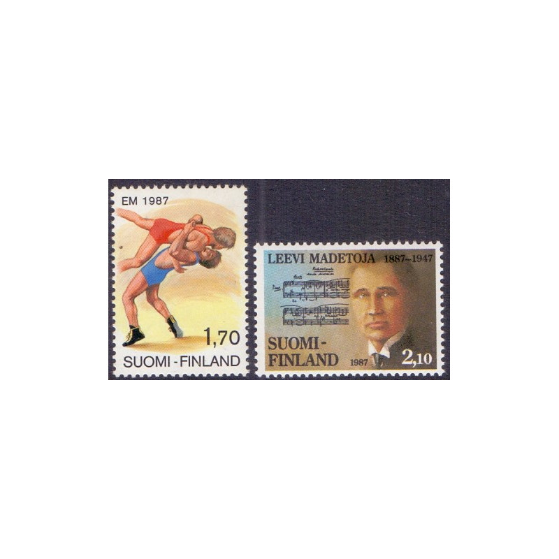 Finland. 1987. EM i Brydning, og Leevi Madetojas. AFA nr. 1012-13 **   , postfrisk stemplet FDC