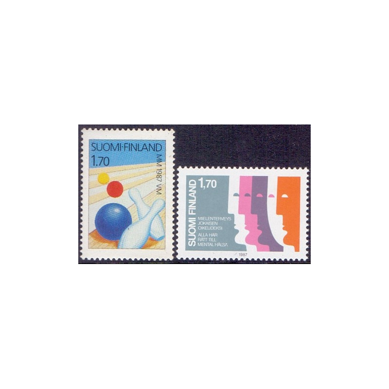 Finland. 1987. VM i bowling og Mental sundhed. AFA nr. 1014-15 **   , postfrisk stemplet FDC